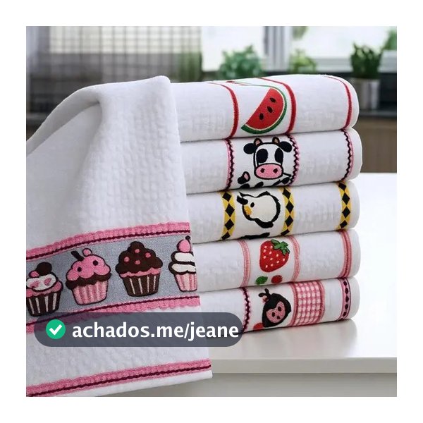 Kit C/5 Pano de Prato Atoalhado Felpudo Estampado Sortidos