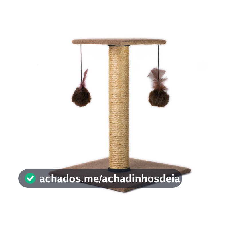 Arranhador Para Gatos Poste Com Brinquedo Duplo Cor Bege