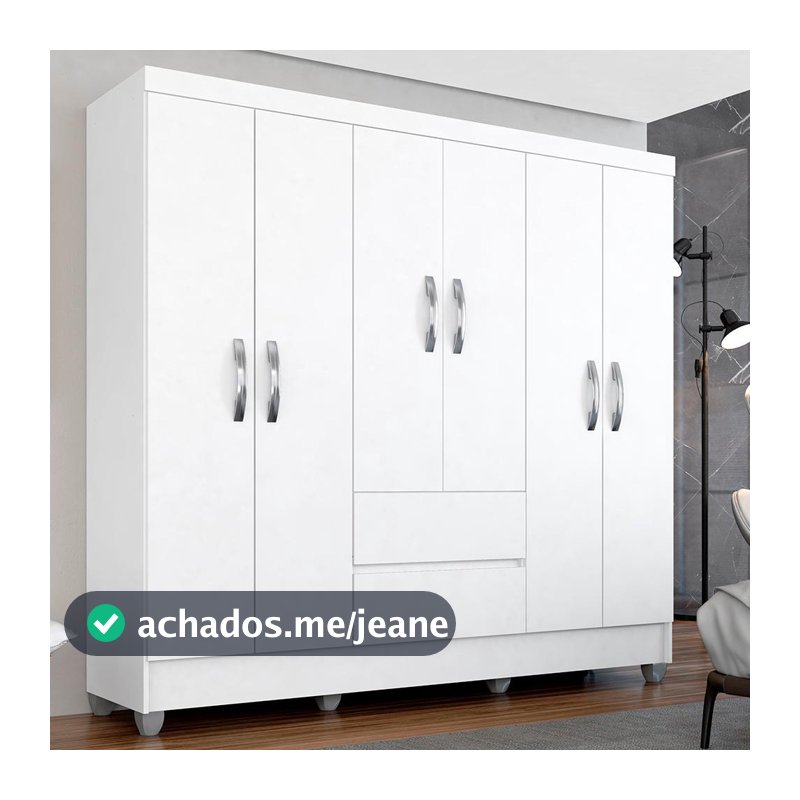 Guarda Roupa Casal Bruna 6 Portas Branco Ff - Moveis Arapongas
