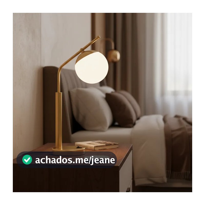 abajur luminaria de mesa Inclinado baixo Jabuticaba alumínio Globo Vidro fosco 12cm com Lâmpada quente ou fria