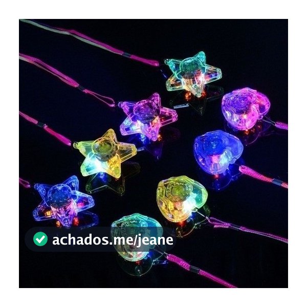 Colar ou Anel Pisca Led Sortidos- 10 un Luminoso Brilha Neon Festa Casamento Balada Modelos