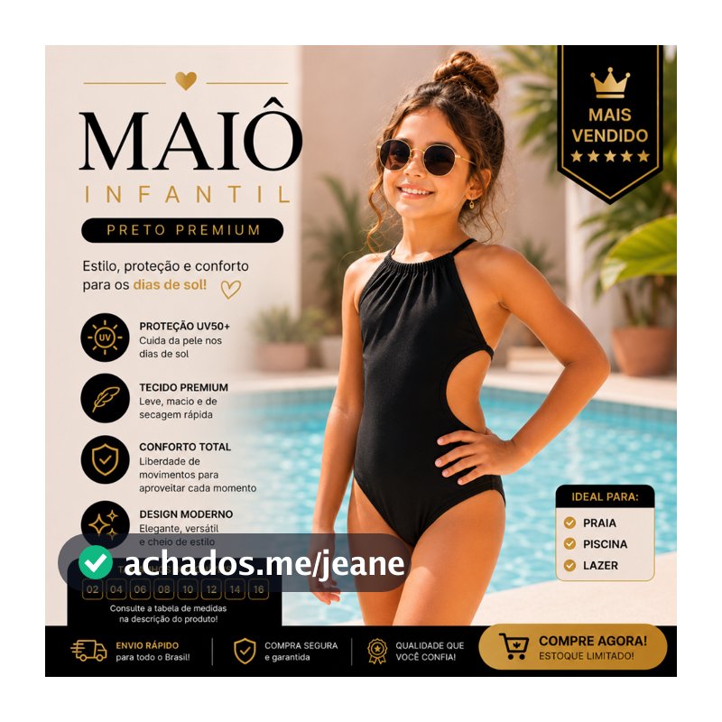 Maiô Biquíni Infantil Bebê Menina Juvenil Feminino Frente Única Moda Praia Natação Liso Suplex Premium Proteção UV50+