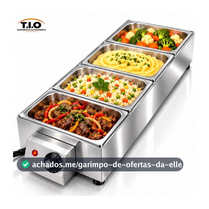 Rechaud Elétrico Banho Maria 4 Cubas inox
