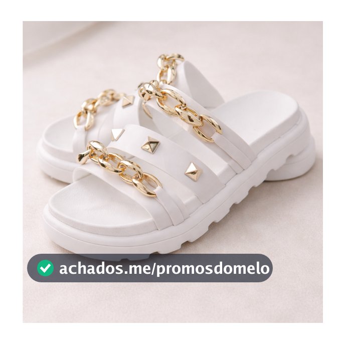 Birken Papete Sandália Conforto Feminina Luxo Corrente Spike Dourada