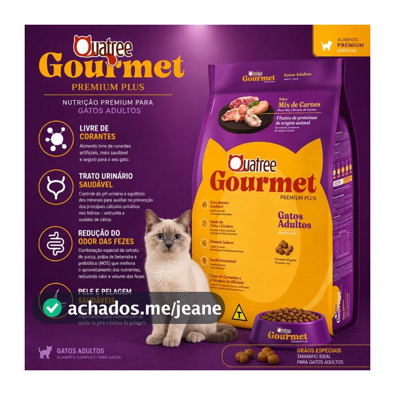 Ração Gato Adulto  10.1KG Quatree Gourmet Sabor Mix de Carnes