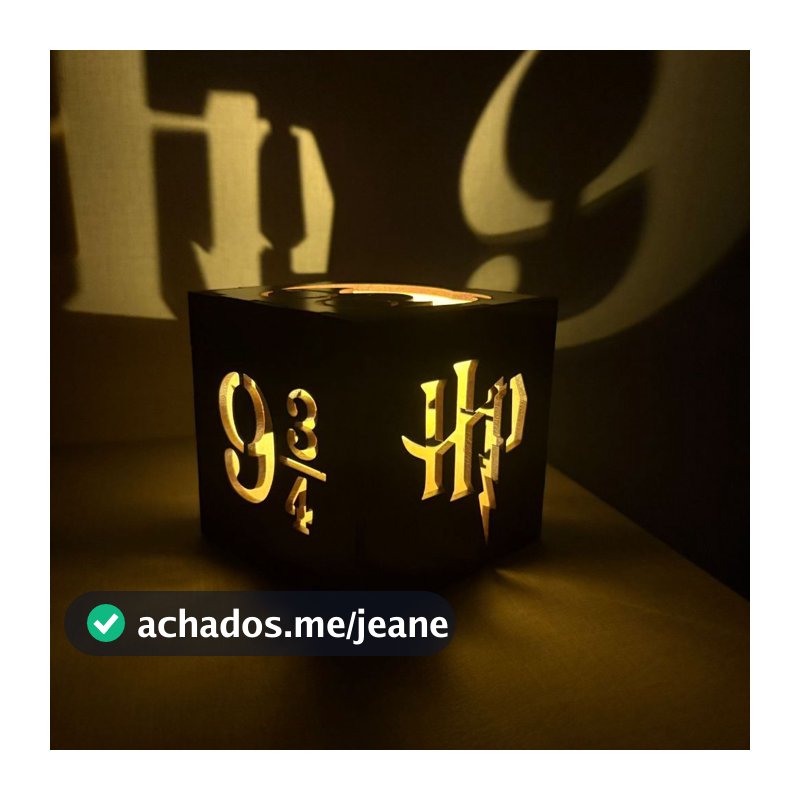 Luminária Decorativa Harry Potter Caixa MDF com Vela Led Luz Quente