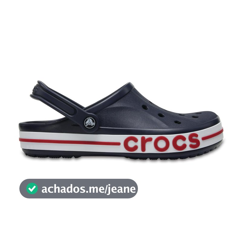 Sandália crocs crocband logo navy/pepper