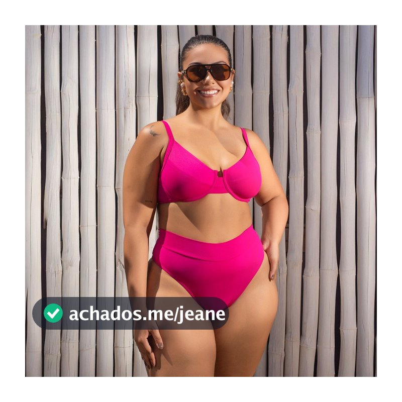 Biquini meia taça Plus size reforçado alta sustentação calcinha cós alto hot pant Poliamida