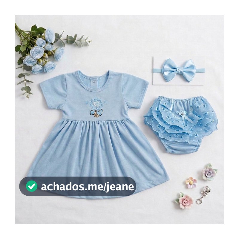 Conjunto Infantil Menina Vestido Laço e Calcinha Super Confortável e Leve Lançamento Promoção