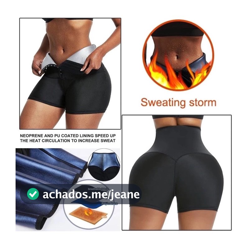 Bermuda Short Modelador Efeito Sauna Queima Gordura Afina Cintura Cinta