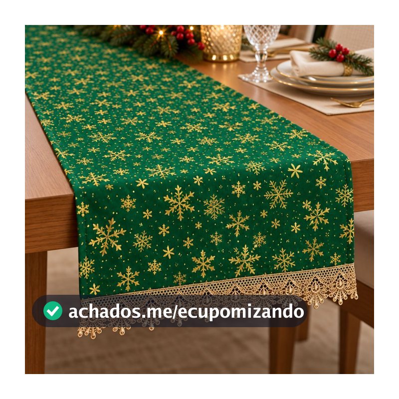 Caminho de Mesa Natalino com Desenho em Relevo e Acabamento em Gripir 2,20m x 0,40m