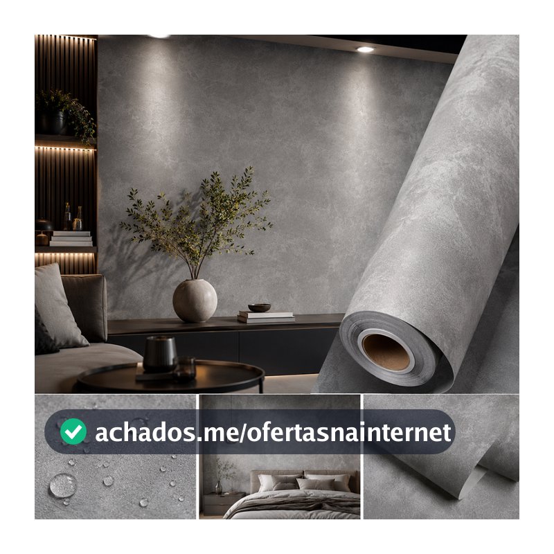 Papel de Parede Sala Cimento Queimado Adesivo Lavável Papel Adesivo Autocolante 6 Metros