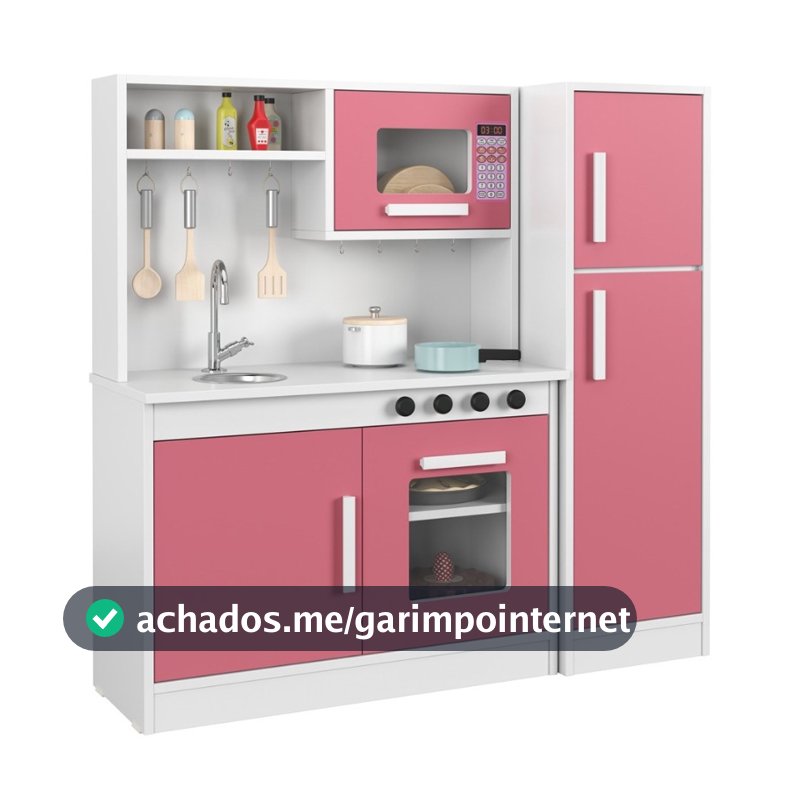 OFERTA Kit Cozinha com Microondas Geladeira Pia Fogão Infantil Brinquedo Educativo Criança Cores