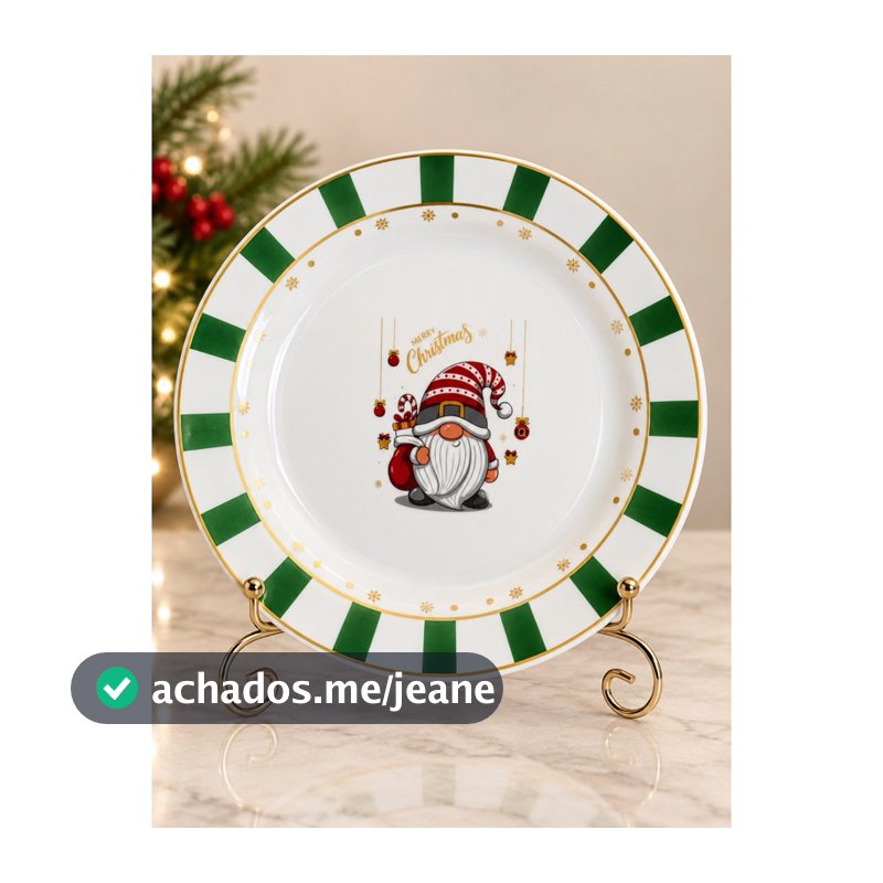 PRATO RASO VIDRO NATAL ENCANTADO VERDE 24CM