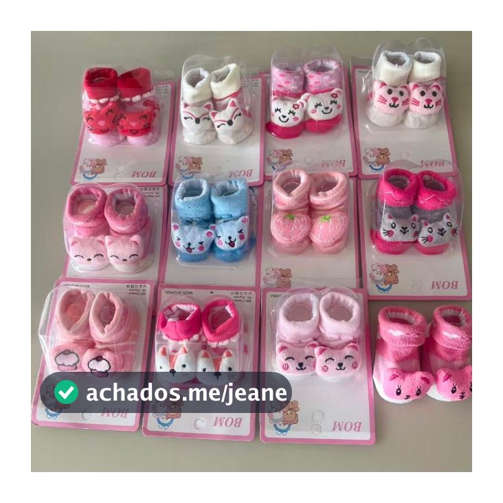 Kit 3 Pares Meia Bebê Antiderrapante 3D • Algodão Macio • 0-12 Meses • Unissex