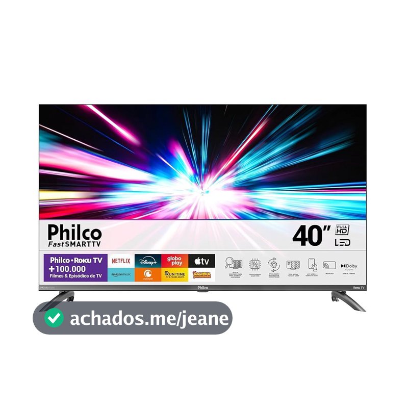 Smart TV Philco 40" Polegadas LED Full HD com Roku TV Dolby Audio e Processador Quad Core