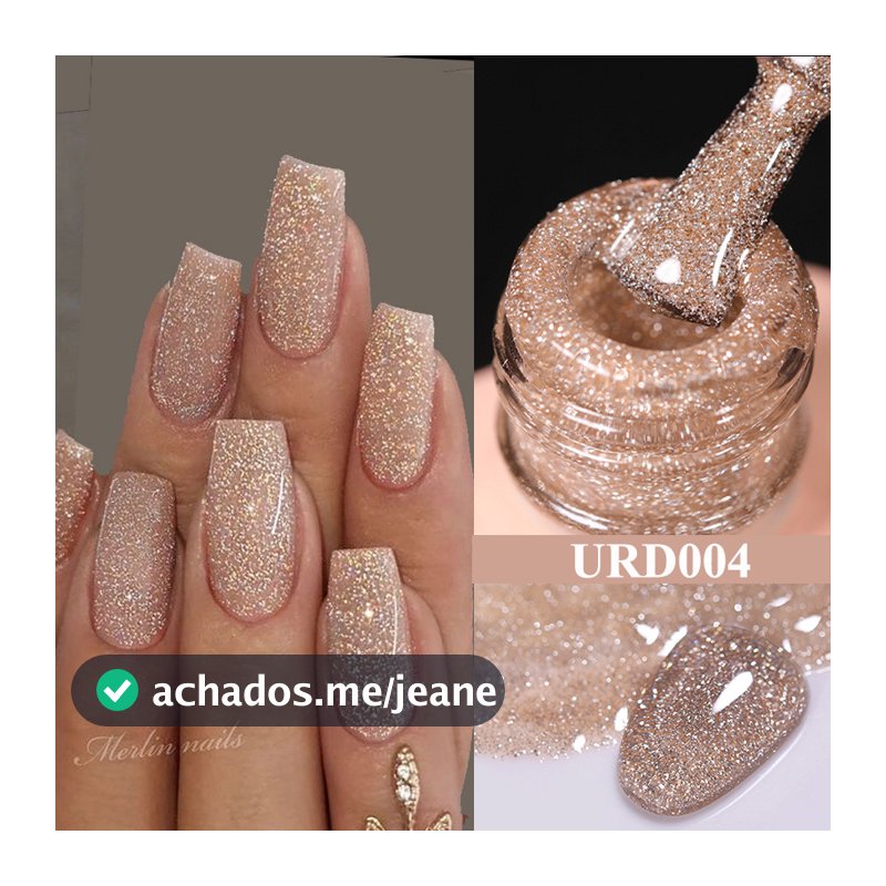 UR SUGAR 15ml Champanhe Ouro Tira Reflexiva Glitter Gel Unha Polonês Verniz Semi Permanente Embeber Fora UV Para Manicu