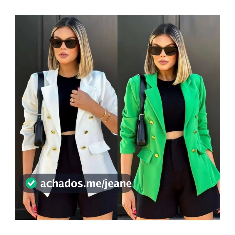 Blazer Feminino Casaquinho Alfaiataria Casaco Social Com Botão Lindo Super Envio G1 G2 G3