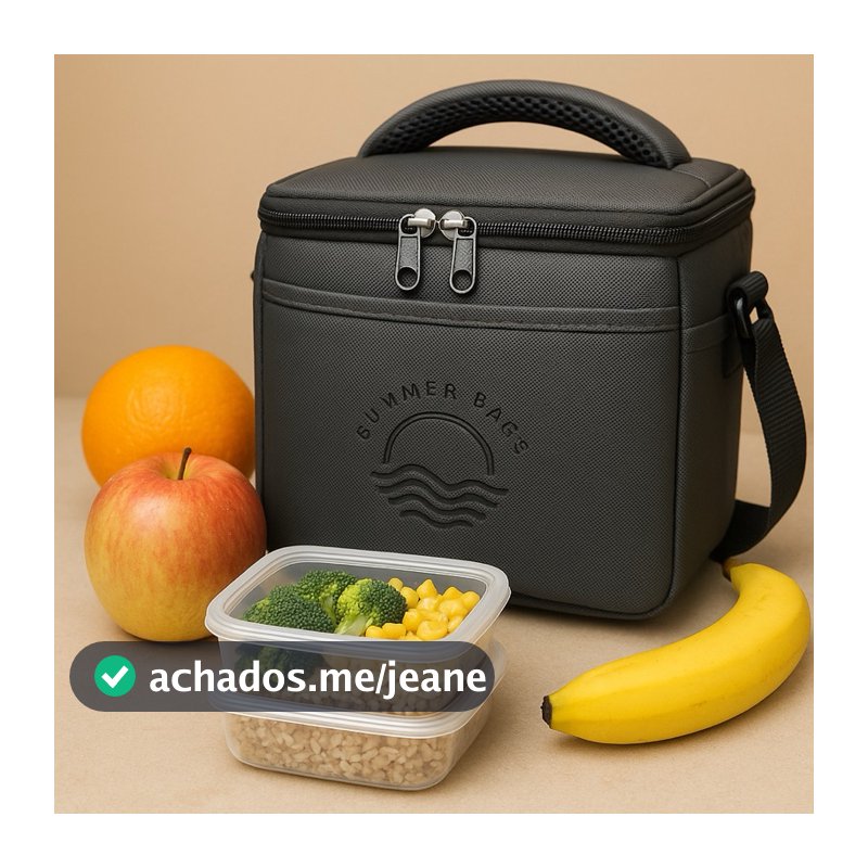 Bolsa Térmica Fitness Impermeável Academia Lancheira Marmiteira Viagem Preta