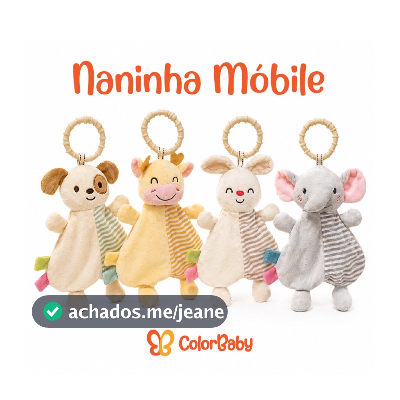 Naninha de Pelúcia Móbile Antialérgica para Bebês - com Alça para Pendurar - ColorBaby