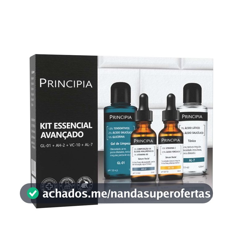 Kit Essencial Avançado GL-01 + AL-7 + AH-2 + VC-10 Principia Skincare