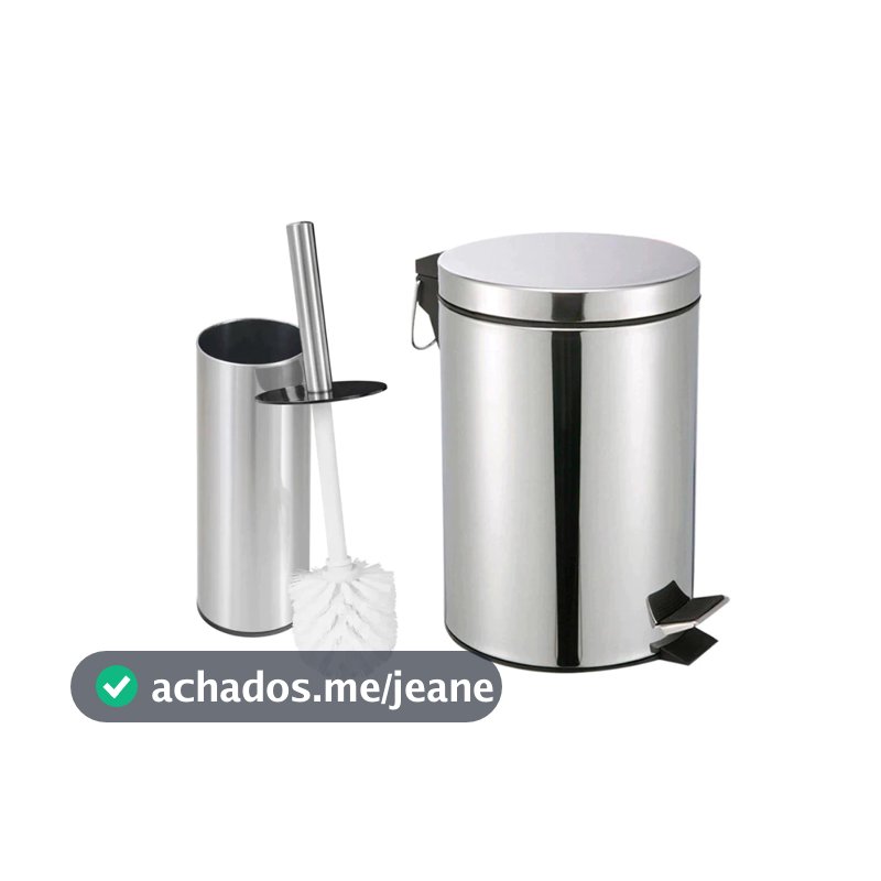 Lixeira 3/5L Escova Sanitária P/ Banheiro Luxo Chique Premium Inox Durável