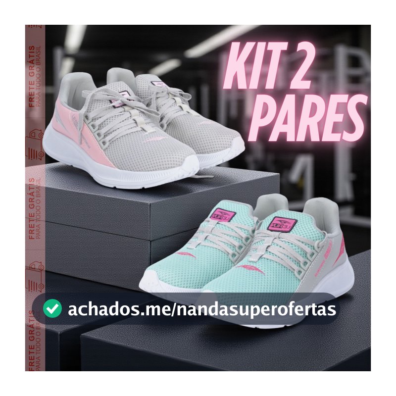 Kit 2 Pares Tênis Feminino Academia Corrida Leve Confortável Esportivo Ideal Para Treinos 38-43
