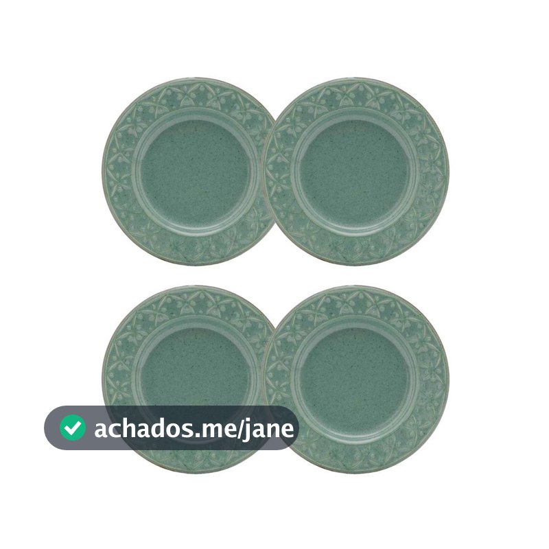 Jogo de 4 Pratos Sobremesa 20 Cm Oxford Mendi Malaquita