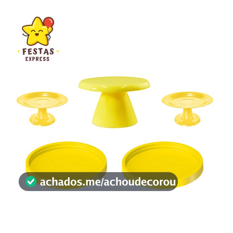 Kit Mini Festa - 1 Boleira Cake Slim 17x11 , 2 Mini Cakes e 2 Bandejas  Rendonda 20cm