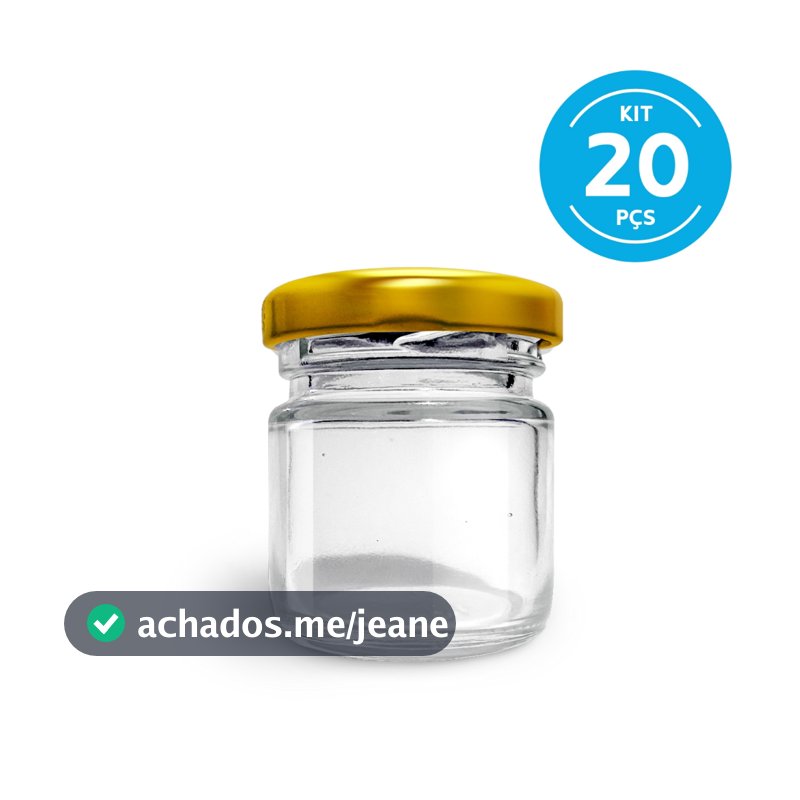 20 potes Vidros de mini geleia brigadeiro de 40 ml redondo geleinha tampa dourada