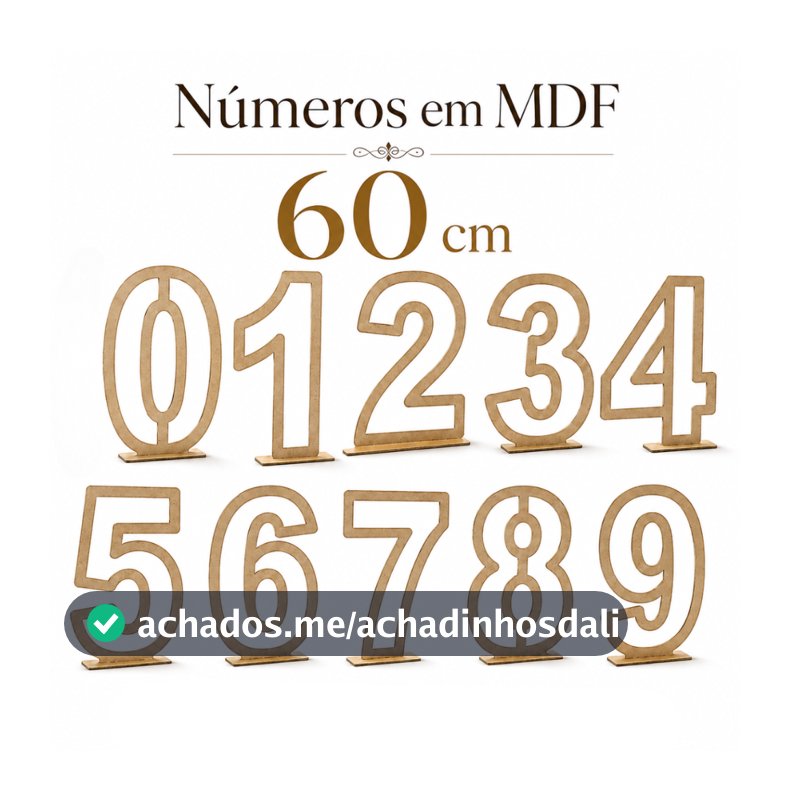 Números Vazados 60cm Em MDF Cru Com Base Aniversário Festas Número