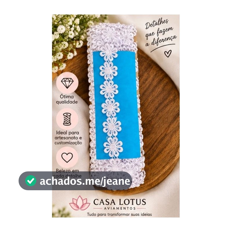 Guipir Florzinha 13,7 Metros | Renda Guipir Floral 2,5cm | 3 Cores | Aviamentos para Artesanato, Costura e Crochê