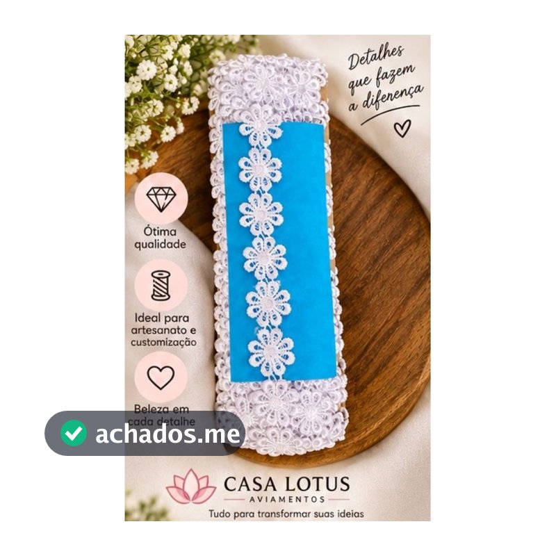 Guipir Florzinha 13,7 Metros | Renda Guipir Floral 2,5cm | 3 Cores | Aviamentos para Artesanato, Costura e Crochê