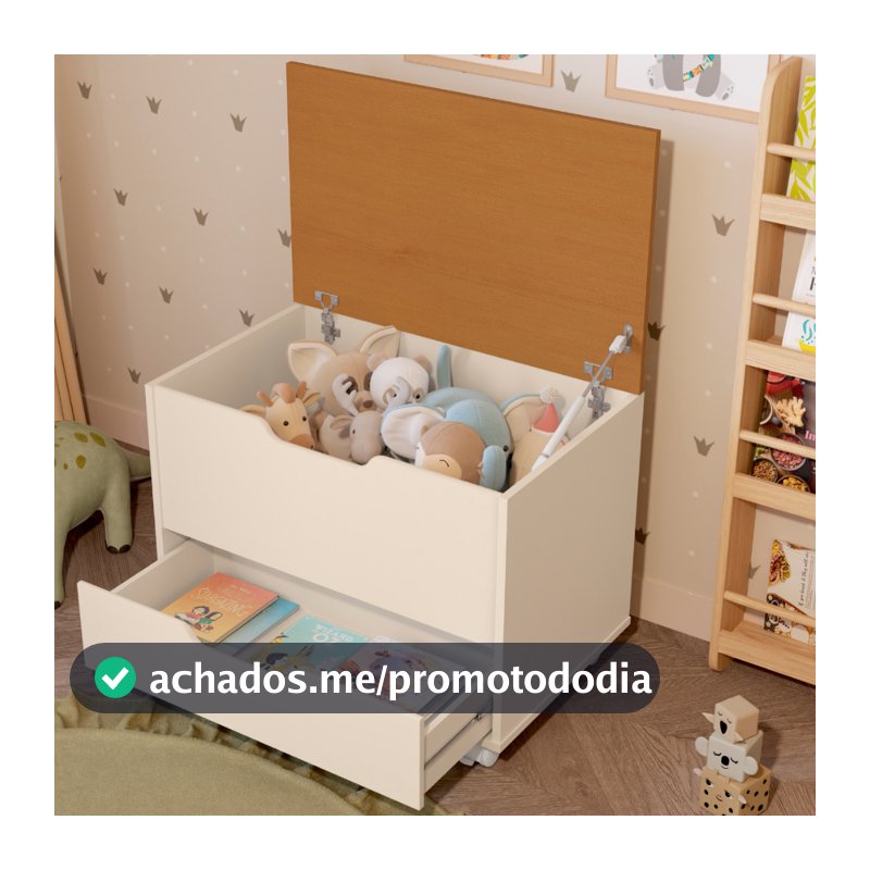 PROMOÇÃO Baú Organizador Infantil e Multiuso com Gaveta para Quarto Criança Seguro Moderno Decorativo Rodízios