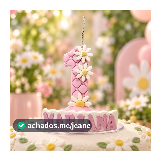 Vela Personalizada MARGARIDA / Vela Aniversário Biscuit MARGARIDA / Topo de Bolo MARGARIDA (rosa)