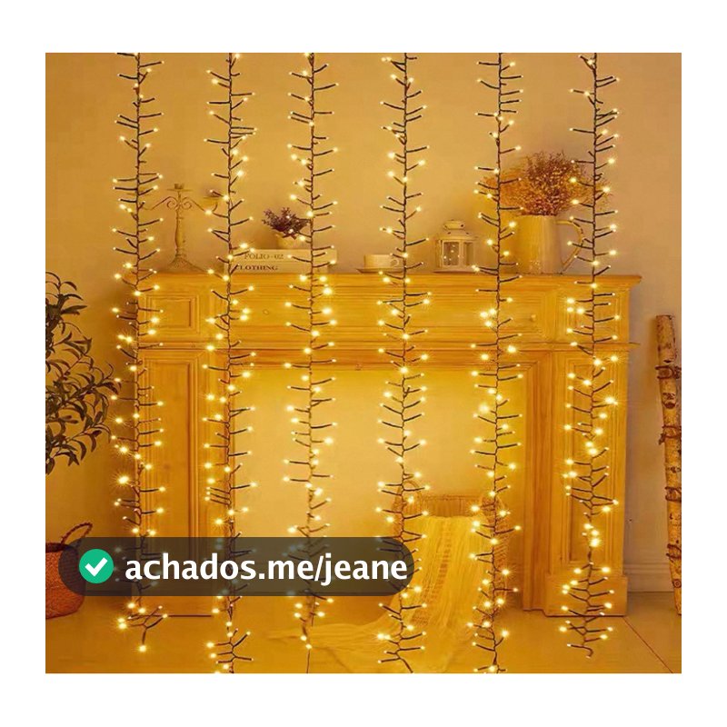 Festão de Pisca Pisca LED 400 LEDs 3m ou 10m 8 Funções Bivolt Fio Verde Natal