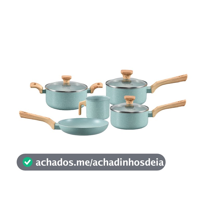 Jogo de Panelas Com 5 Peças Mimo Style Pratic Cook Indução Verde Água 10857 PJ5PGR