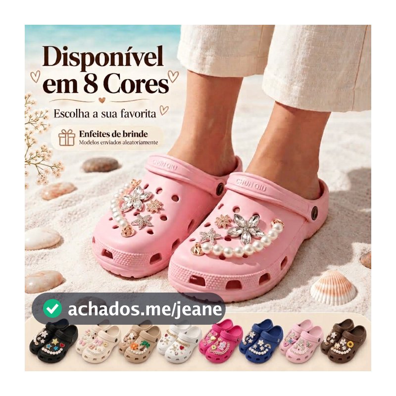 Babuche Feminino Nuvem Plataforma EVA Macia Sandália Decorada Bótons Pingentes Pérola Strass Confortável Moda Tendência