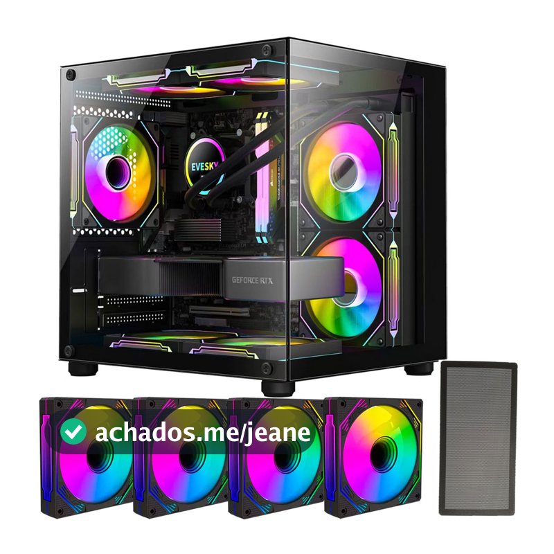 Gabinete Gamer  Aquário em Vidro Com 4 Fans RGB GB1796