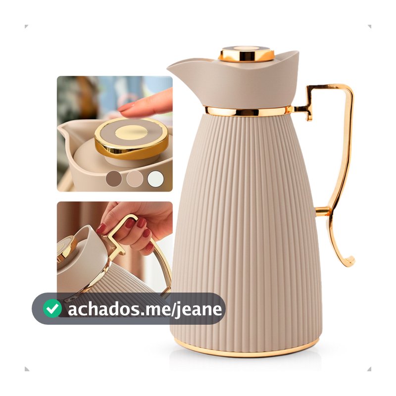 Garrafa Térmica Zaya Tuut 1L Canelada Design Sofisticado, Mantém Bebidas Quentes E Frias, Ideal Para Café E Chá Nude