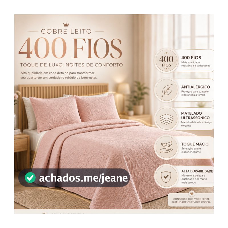 Colcha Cobre Leito 400 Fios Matelado Solteiro | Casal | Queen | King Alta Qualidade Macio