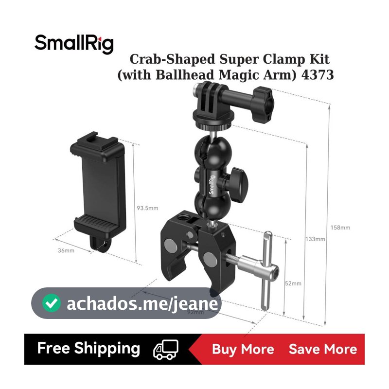 Kit De Super Braçadeira SmallRig Em Forma De Caranguejo (Com Braço Mágico) # 4454 1138B 2058 3757B 4373