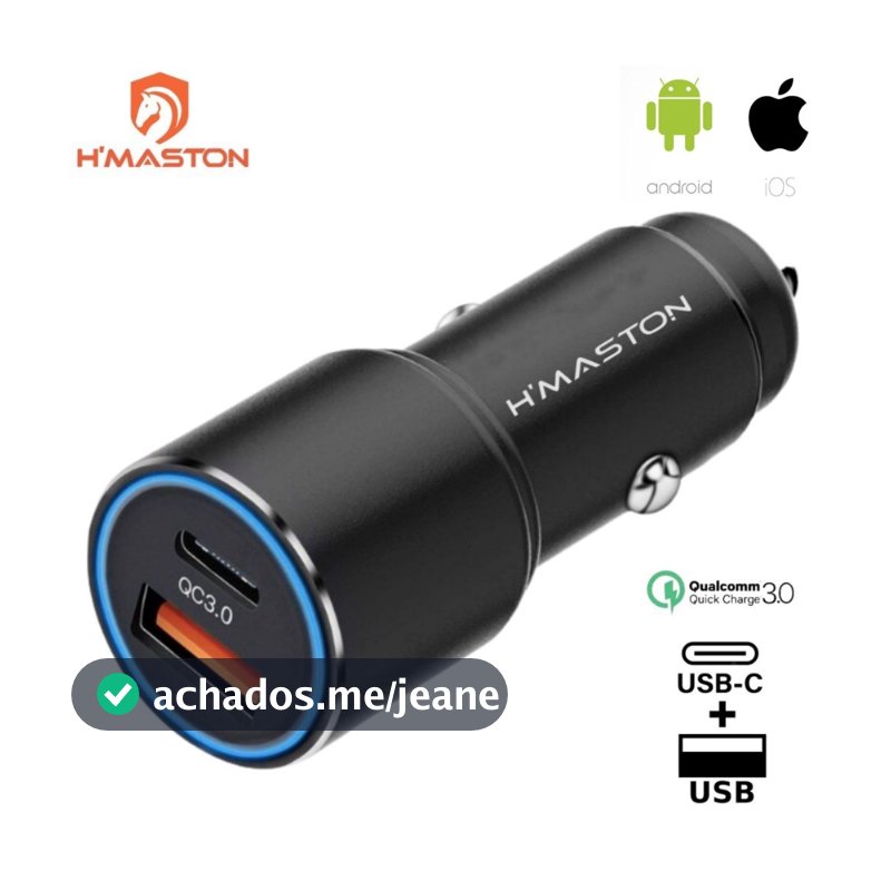 Carregador Veicular 67.5W Turbo TIPO C + USB Turbo Carregamento rápido/Universal H’MASTON Original