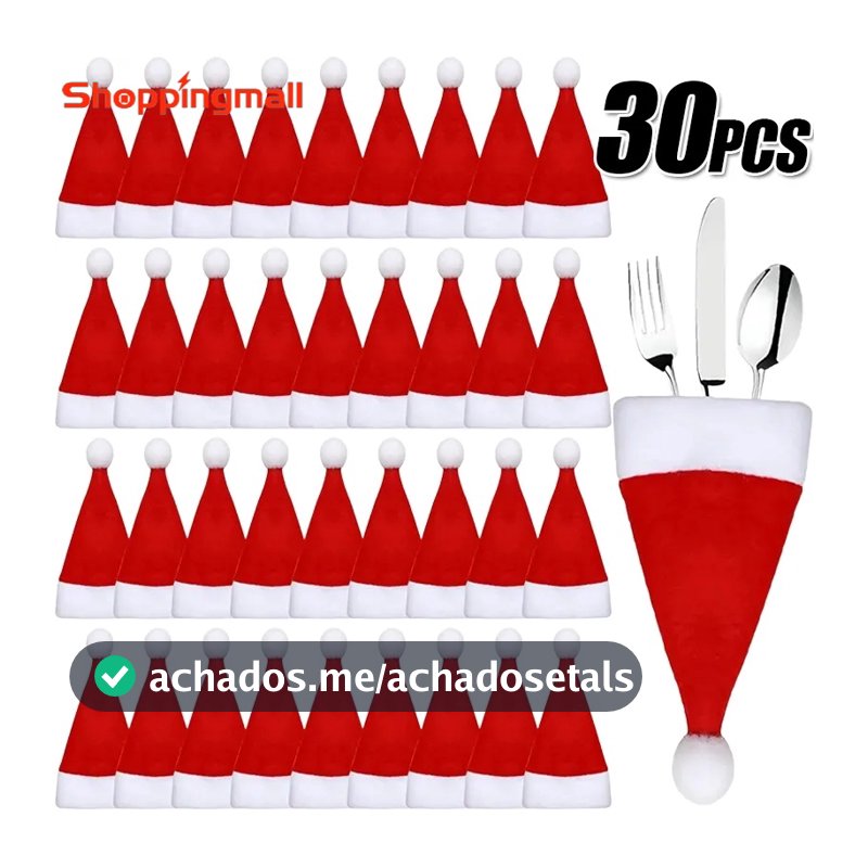 10/20/30Pcs Mini Chapéu De Natal Porta Talheres/Ornamentos De Cozinha Capa/Acessórios De Decoração Para Casa