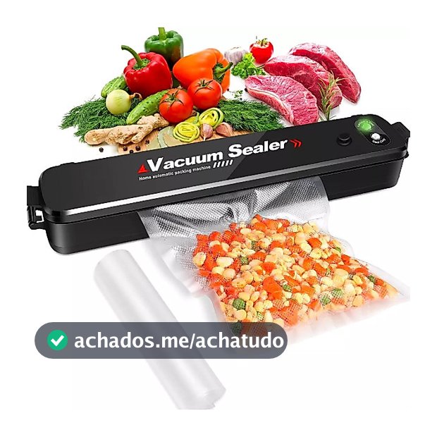 Máquina Seladora Embalagem A Vácuo Portátil Alimentos 110V Elétrica Embala Conservação + 10 Sacos