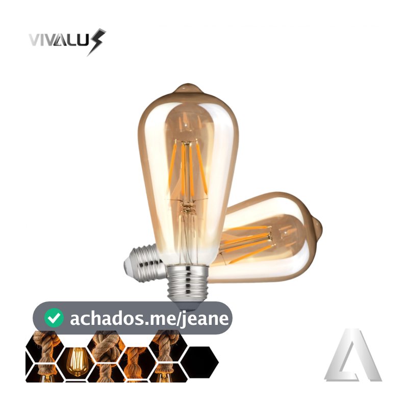 Kit 2-8 Lâmpadas Filamento Led Retrô Vintage 4w Quente 2700K St64 Âmbar Soquete E27 Bivolt Vidro