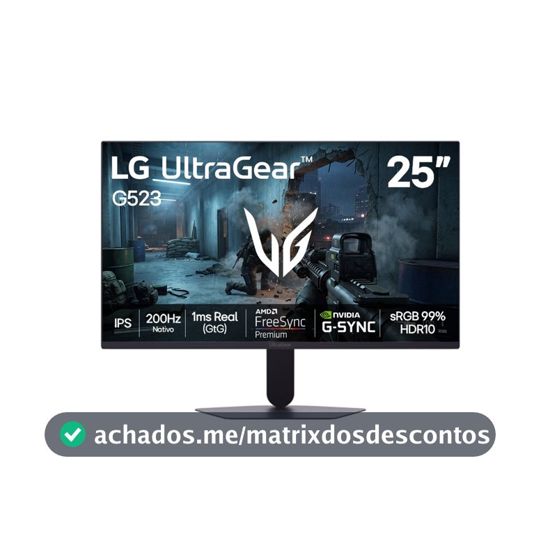 Monitor Gamer LG 25" FHD UltraGear 200Hz 1ms 25G523B-B