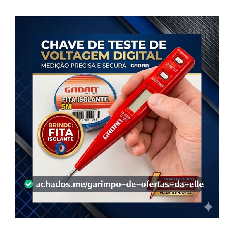 Chave Teste Caneta Voltagem Digital Gadan 12v A 250v + FITA ISOLANTE colorida