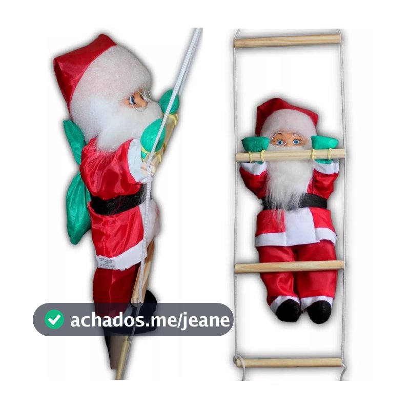 Papai Noel Escalando Enfeite Natal Subindo Escada 75cm Escalador Decoracao de Natal