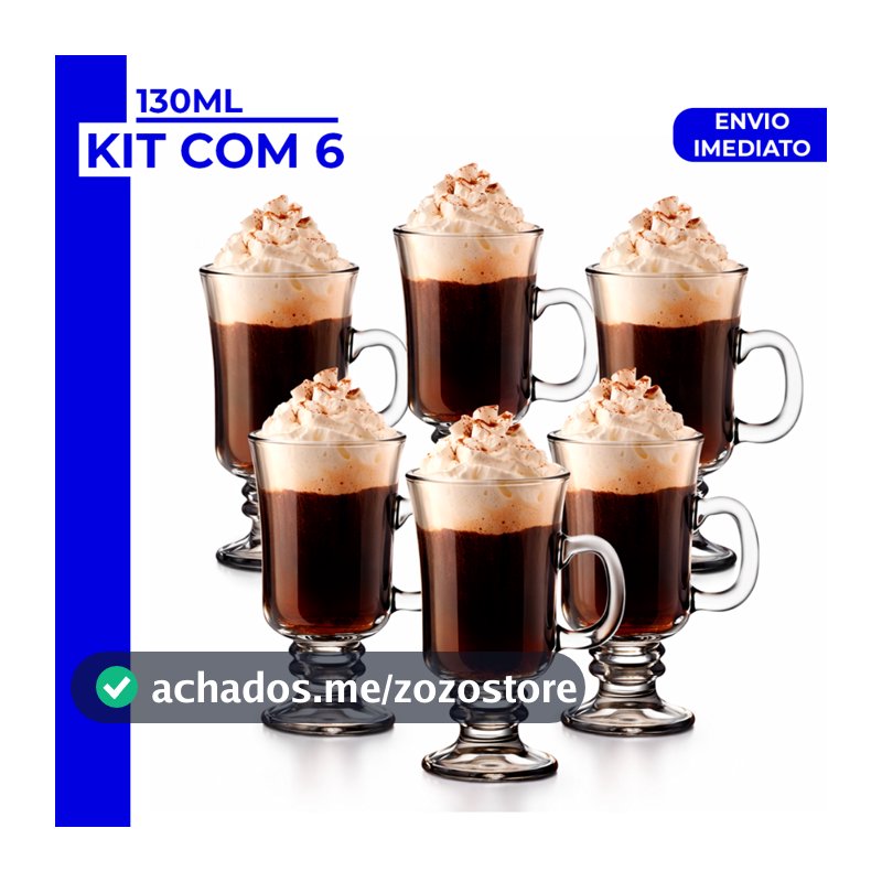 Jogo 3 ou 6 Peças Canecas Capuccino Nespresso Em Vidro Irish Coffee 130ml/230ml Chocolate  Café Nespres